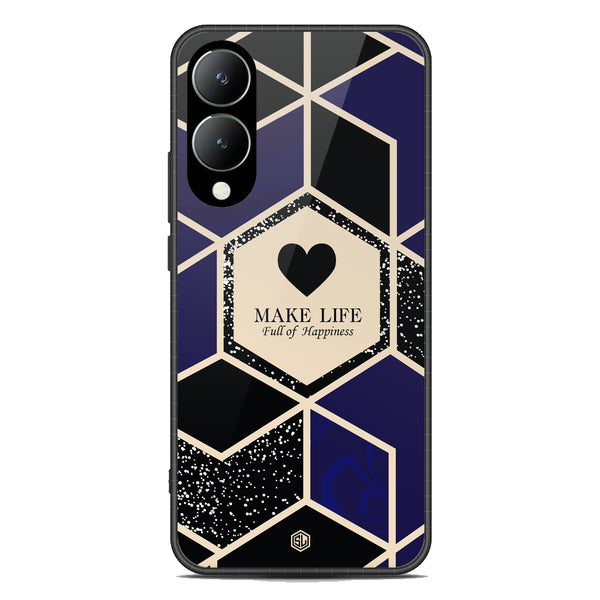 Happiness Series Soft Phone Case - Premium Glass Case - Design 1 - Vivo Y17s