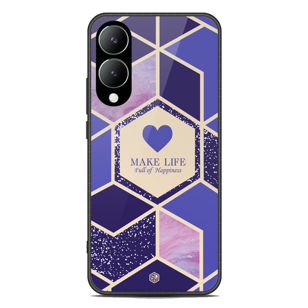 Happiness Series Soft Phone Case - Premium Glass Case - Design 2 - Vivo Y17s