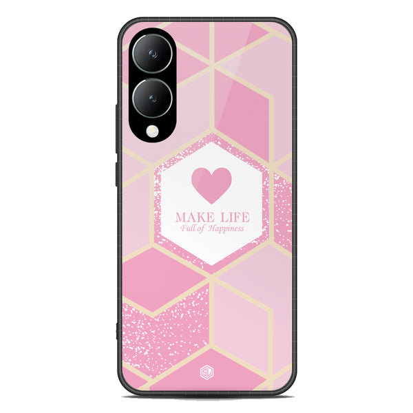 Happiness Series Soft Phone Case - Premium Glass Case - Design 3 - Vivo Y17s