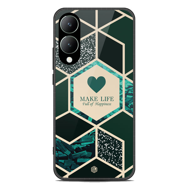 Happiness Series Soft Phone Case - Premium Glass Case - Design 4 - Vivo Y17s
