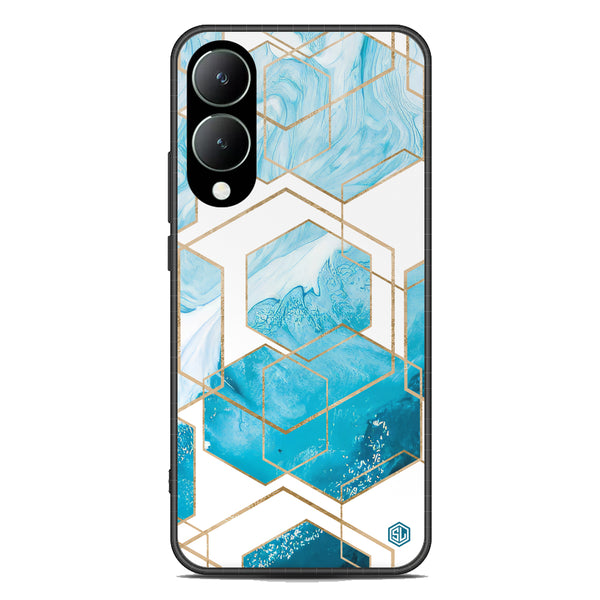 Stylish Marble Series Soft Phone Case - Premium Glass Case - Design 1 - Vivo Y17s