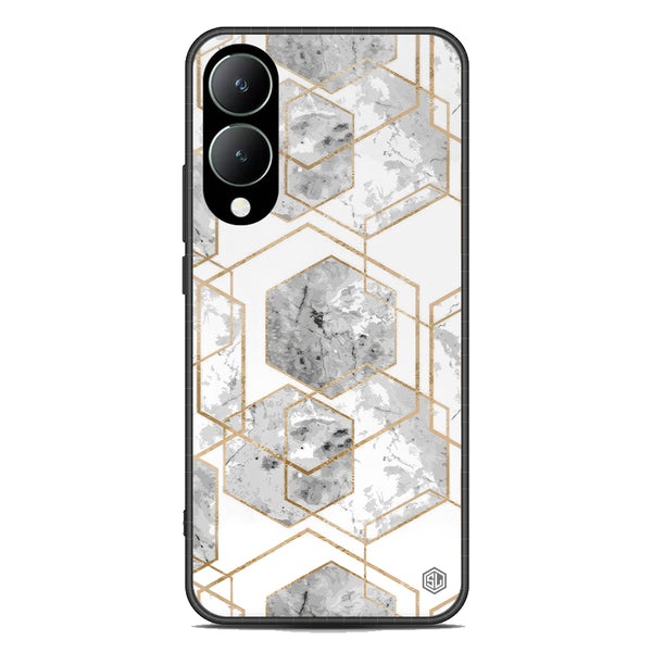 Stylish Marble Series Soft Phone Case - Premium Glass Case - Design 2 - Vivo Y17s