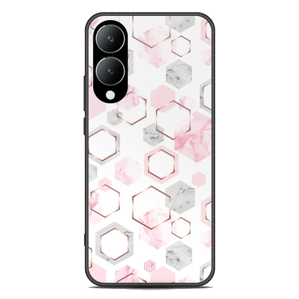 Stylish Marble Series Soft Phone Case - Premium Glass Case - Design 4 - Vivo Y17s