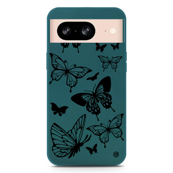 Cute Butterfly Design Soft Phone Case - Silica Gel Case - Darkgreen - Google Pixel 8