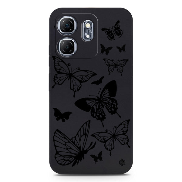 Cute Butterfly Design Soft Phone Case - Silica Gel Case - Black - Infinix Hot 50i