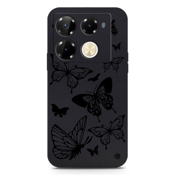 Cute Butterfly Design Soft Phone Case - Silica Gel Case - Black - Infinix Note 40 Pro