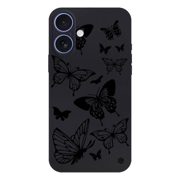 Cute Butterfly Design Soft Phone Case - Silica Gel Case - Black - iPhone 16