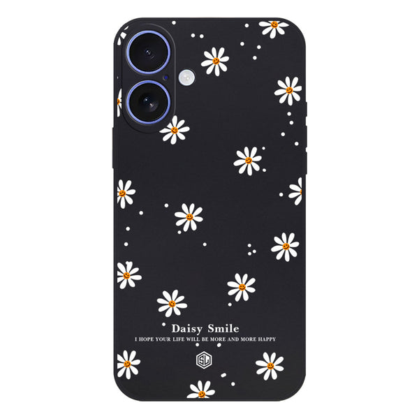 Daisy Smile Design Soft Phone Case - Silica Gel Case - Black - iPhone 16 Plus