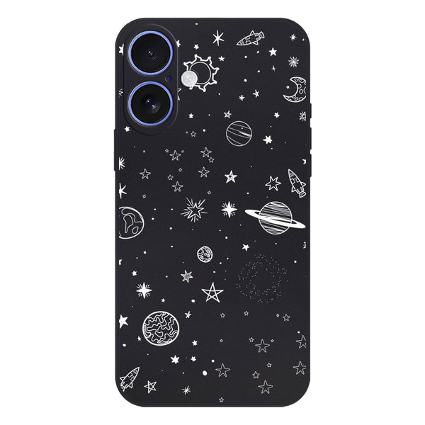 Stardust Dreams Design Soft Phone Case - Silica Gel Case - Black - iPhone 16 Plus