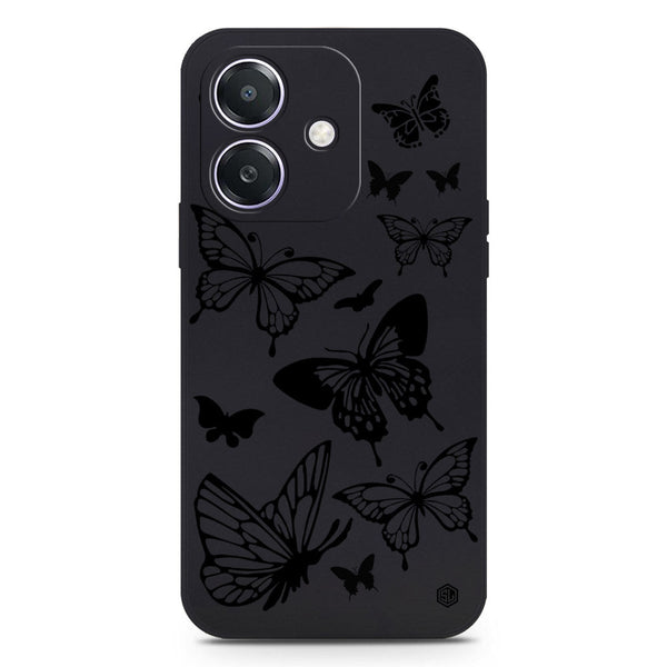 Cute Butterfly Design Soft Phone Case - Silica Gel Case - Black - Oppo A3 4G