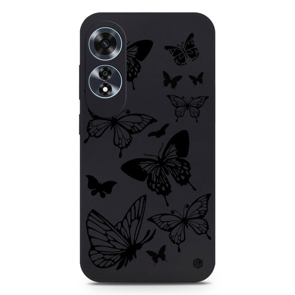 Cute Butterfly Design Soft Phone Case - Silica Gel Case - Black - Oppo A60