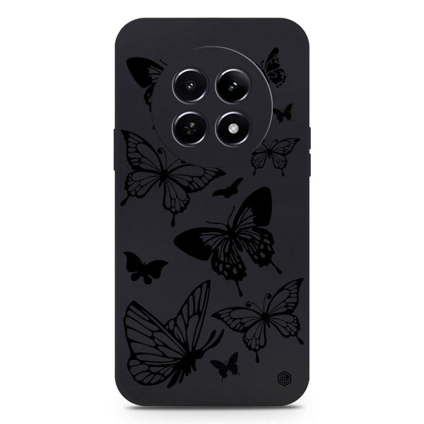 Cute Butterfly Design Soft Phone Case - Silica Gel Case - Black - Realme 13