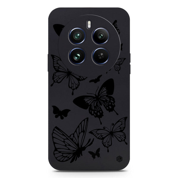 Cute Butterfly Design Soft Phone Case - Silica Gel Case - Black - Realme 12 4G