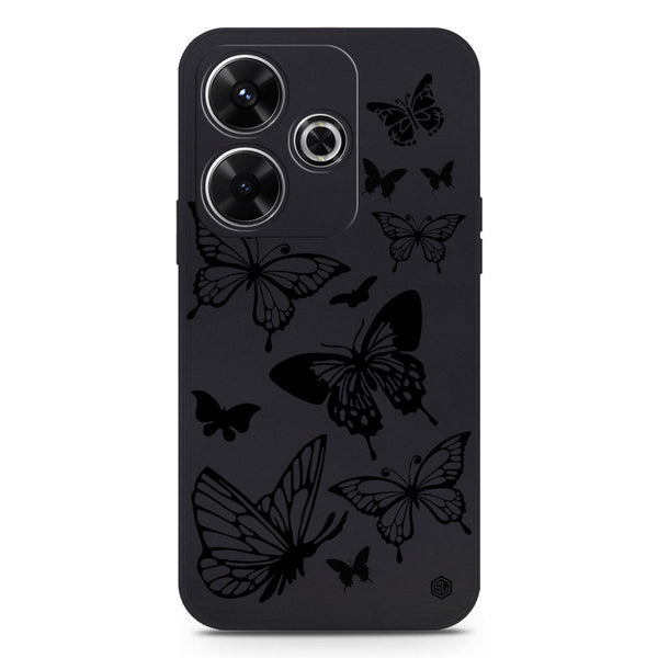 Cute Butterfly Design Soft Phone Case - Silica Gel Case - Black - Xiaomi Redmi Note 13R