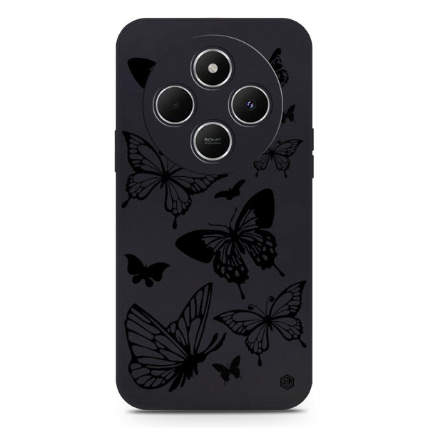 Cute Butterfly Design Soft Phone Case - Silica Gel Case - Black - Xiaomi Redmi 14C