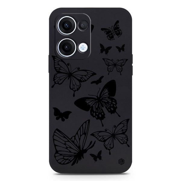 Cute Butterfly Design Soft Phone Case - Silica Gel Case - Black - Oppo Reno 13