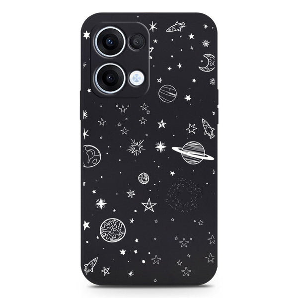 Stardust Dreams Design Soft Phone Case - Silica Gel Case - Black - Oppo Reno 13