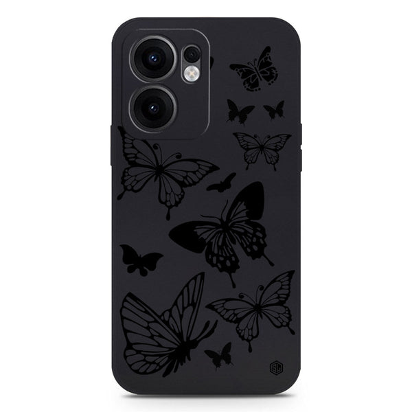 Cute Butterfly Design Soft Phone Case - Silica Gel Case - Black - Oppo Reno 13F 4G