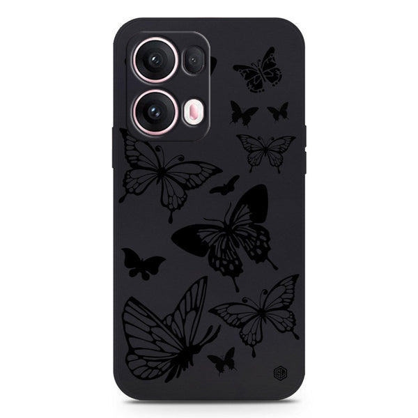 Cute Butterfly Design Soft Phone Case - Silica Gel Case - Black - Oppo Reno 13 Pro