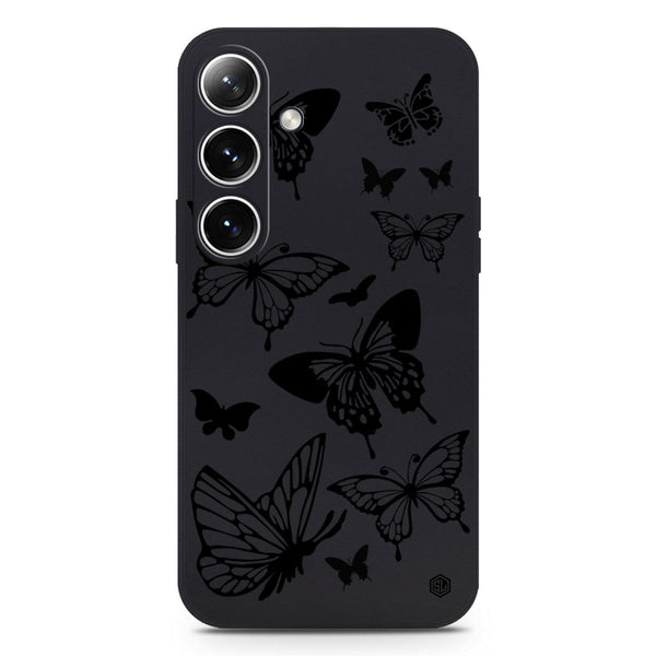 Cute Butterfly Design Soft Phone Case - Silica Gel Case - Black - Samsung Galaxy S25 Plus
