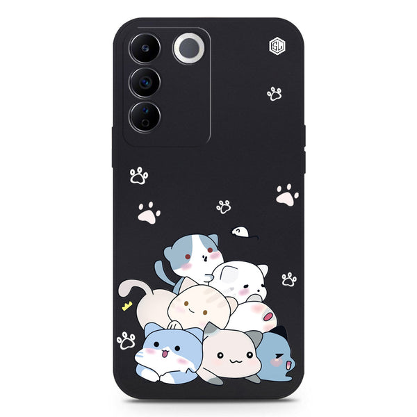 Cute Smile Design Soft Phone Case - Black - Vivo S16e