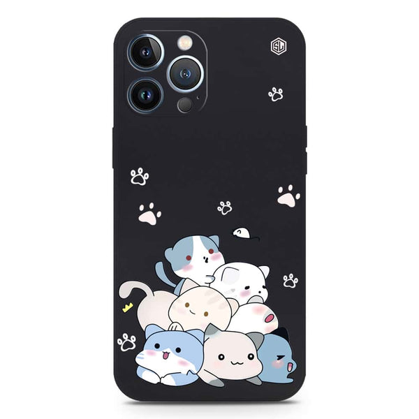 Cute Design Soft Phone Case - Silica Gel Case - Black - iPhone 13 Pro