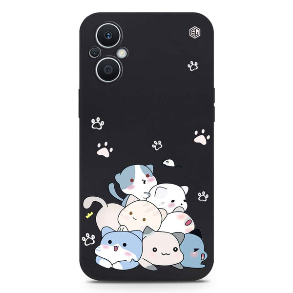 Cute Design Soft Phone Case - Silica Gel Case - Black - Oppo Reno 7 Lite