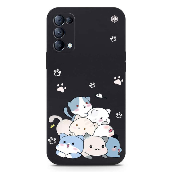 Cute Design Soft Phone Case - Silica Gel Case - Black - Oppo Reno 5 4G