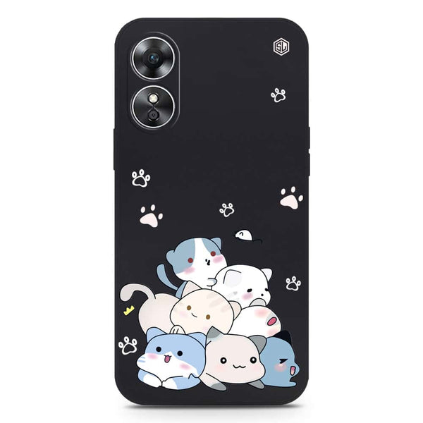 Cute Design Soft Phone Case - Silica Gel Case - Black - Oppo A17