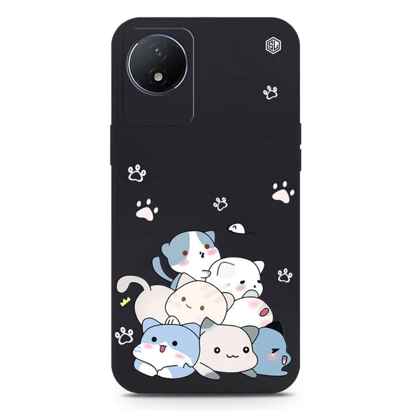 Cute Design Soft Phone Case - Silica Gel Case - Black - Vivo Y02t