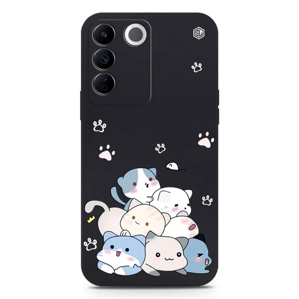 Cute Design Soft Phone Case - Silica Gel Case - Black - Vivo S16e