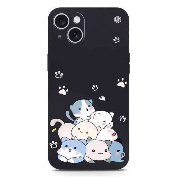 Cute Design Soft Phone Case - Silica Gel Case - Black - iPhone 15 Plus