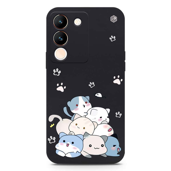 Cute Design Soft Phone Case - Silica Gel Case - Black - Vivo V29e