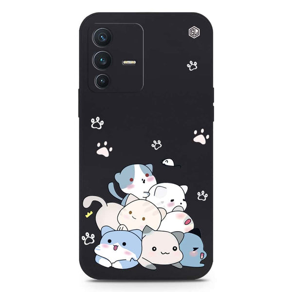 Cute Design Soft Phone Case - Silica Gel Case - Black - Vivo V23 5G