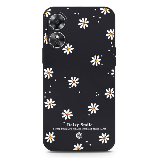 Daisy Smile Design Soft Phone Case - Silica Gel Case - Black - Oppo A17