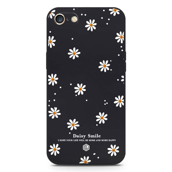 Daisy Smile Design Soft Phone Case - Silica Gel Case - Black - iPhone 8 / 7