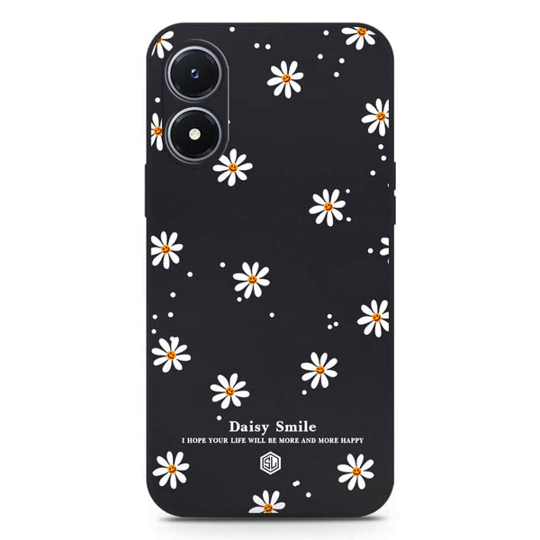 Daisy Smile Design Soft Phone Case - Silica Gel Case - Black - Vivo Y02s