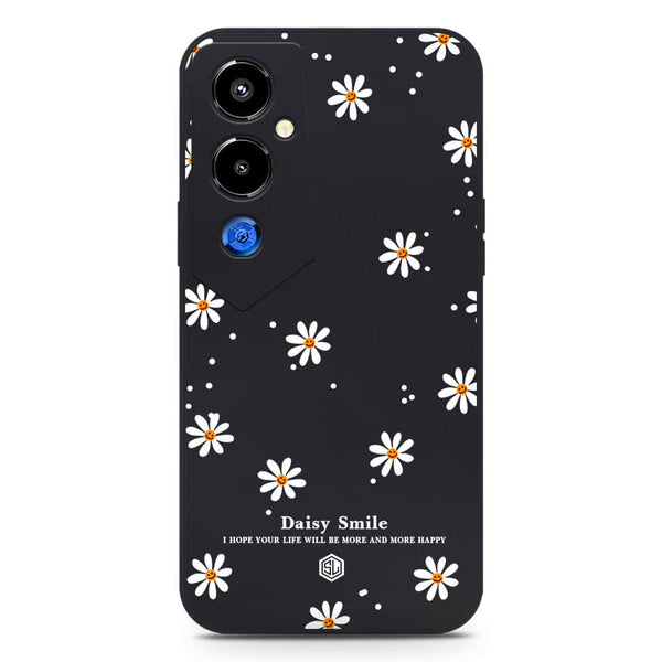 Daisy Smile Design Soft Phone Case - Silica Gel Case - Black - Tecno Pova 4 Pro