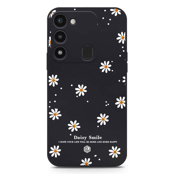 Daisy Smile Design Soft Phone Case - Silica Gel Case - Black - Tecno Spark 9