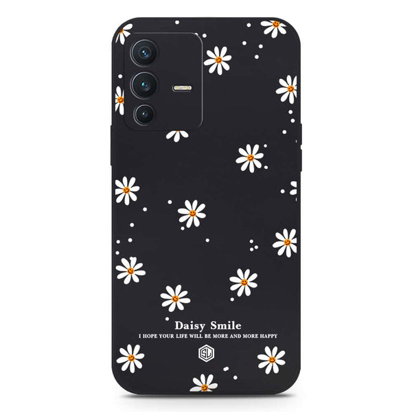 Daisy Smile Design Soft Phone Case - Silica Gel Case - Black - Vivo V23 5G