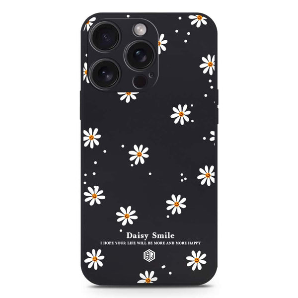 Daisy Smile Design Soft Phone Case - Silica Gel Case - Black - iPhone 15 Pro