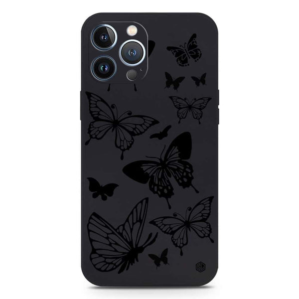 Cute Butterfly Design Soft Phone Case - Silica Gel Case - Black - iPhone 13 Pro