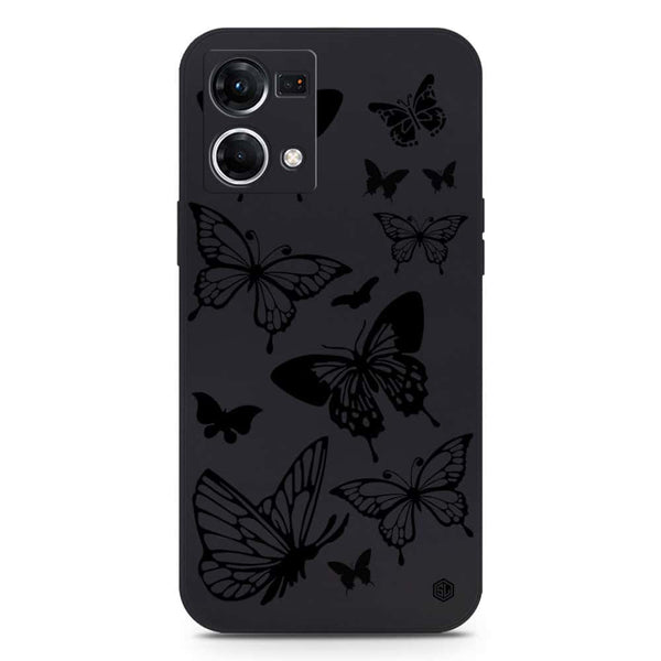 Cute Butterfly Design Soft Phone Case - Silica Gel Case - Black - Oppo Reno 7 4G