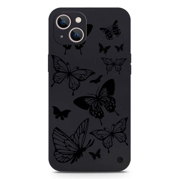 Cute Butterfly Design Soft Phone Case - Silica Gel Case - Black - iPhone 13 Mini