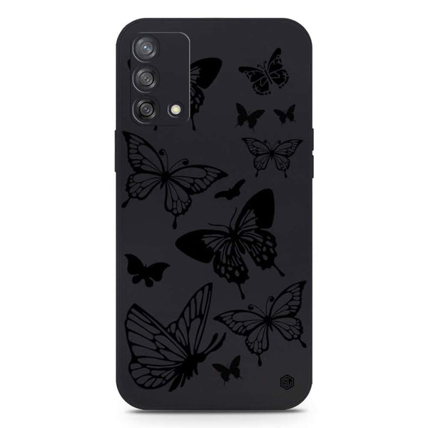Cute Butterfly Design Soft Phone Case - Silica Gel Case - Black - Oppo Reno 6 Lite
