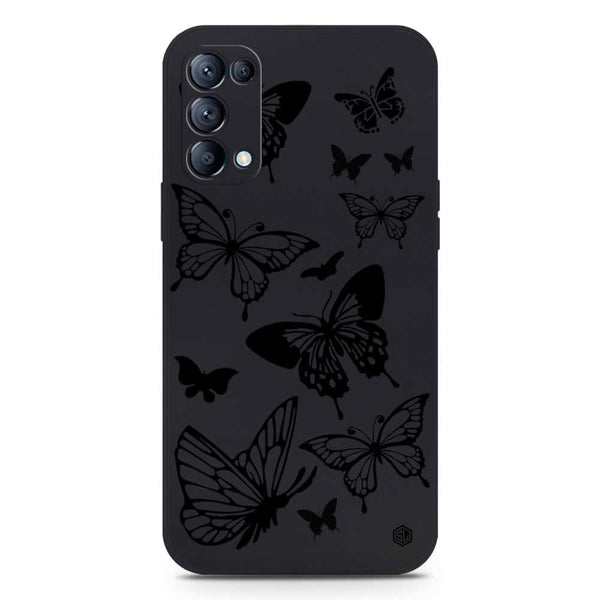 Cute Butterfly Design Soft Phone Case - Silica Gel Case - Black - Oppo Reno 5 4G