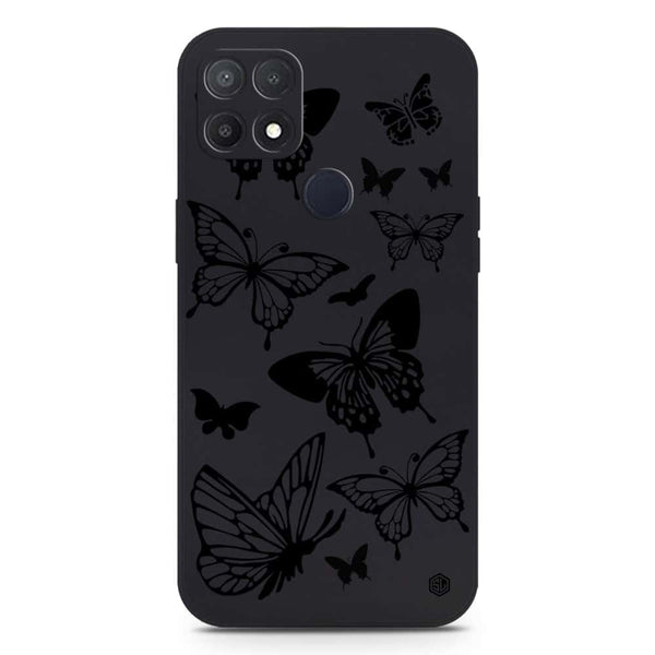 Cute Butterfly Design Soft Phone Case - Silica Gel Case - Black - Oppo A15s