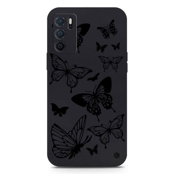 Cute Butterfly Design Soft Phone Case - Silica Gel Case - Black - Oppo A16