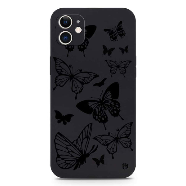 Cute Butterfly Design Soft Phone Case - Silica Gel Case - Black - iPhone 12