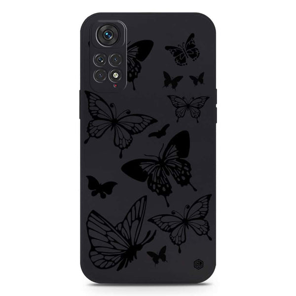 Cute Butterfly Design Soft Phone Case - Silica Gel Case - Black - Xiaomi Redmi Note 11